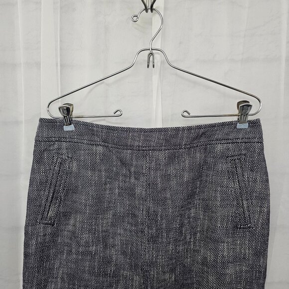 Ann Taylor Pencil Skirt Navy Blue Marled Office Classic Coquette 10 - Picture 2 of 13
